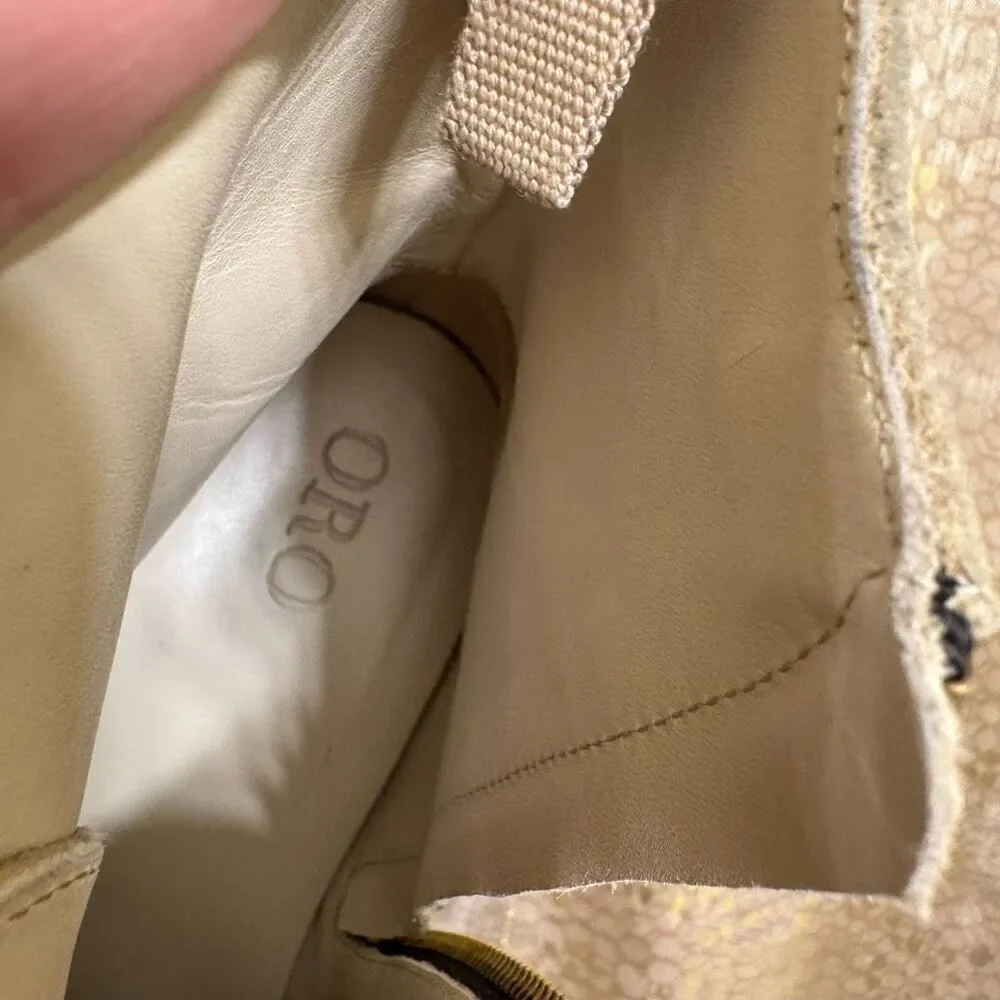 ORO Los Angeles‎ Beige Crepe Suede Combat Boots Size US 8 EU41